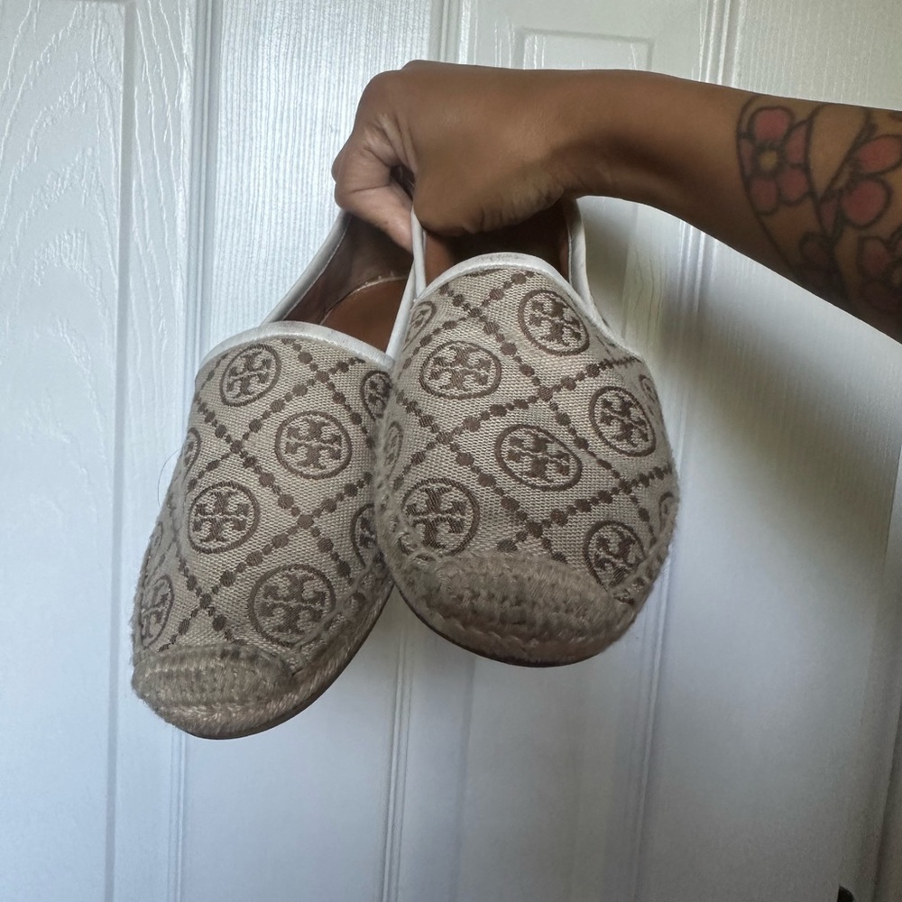 Tory Burch Beige and Brown Espadrilles